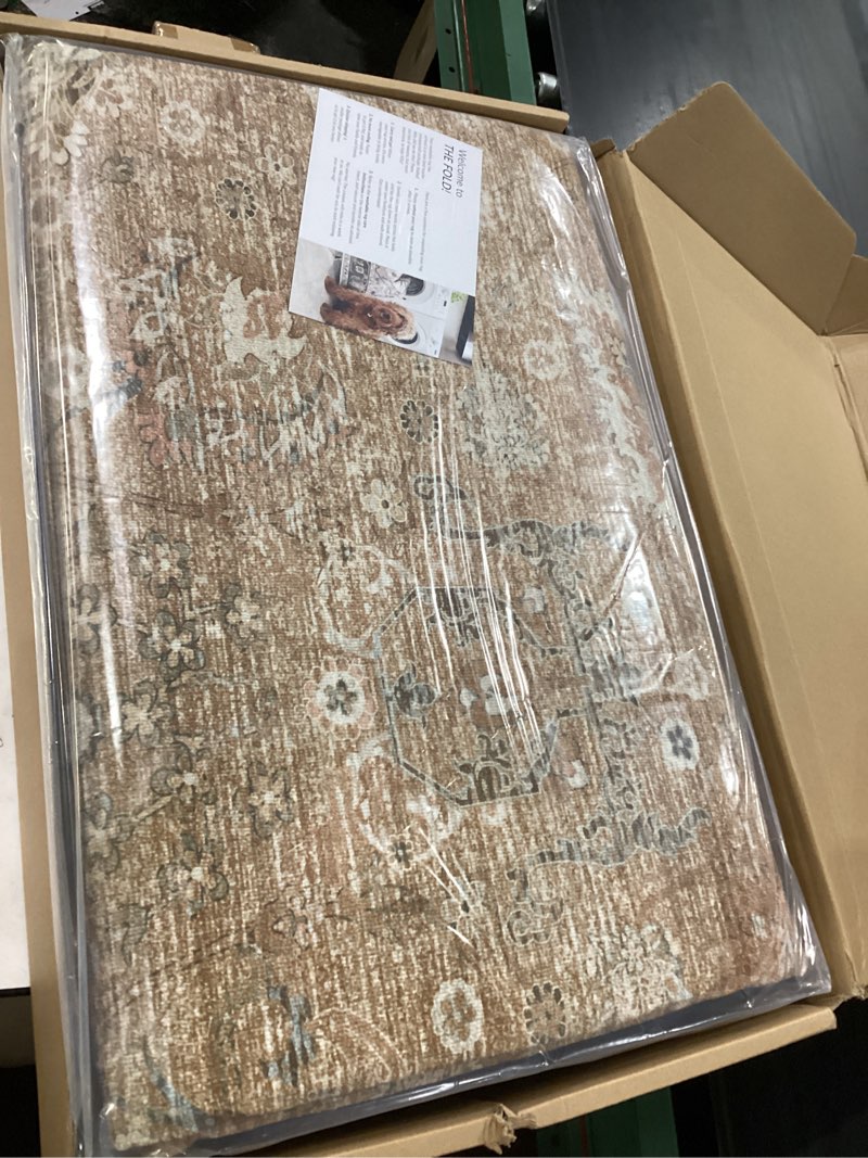 Condition photo showing New/Like New for rugs usa bayberry vintage machine washable area rug - 9x12 machine washable area rug traditional light brown for living room bedroom dining room kitchen rust 9' x 12' (rectangular)
