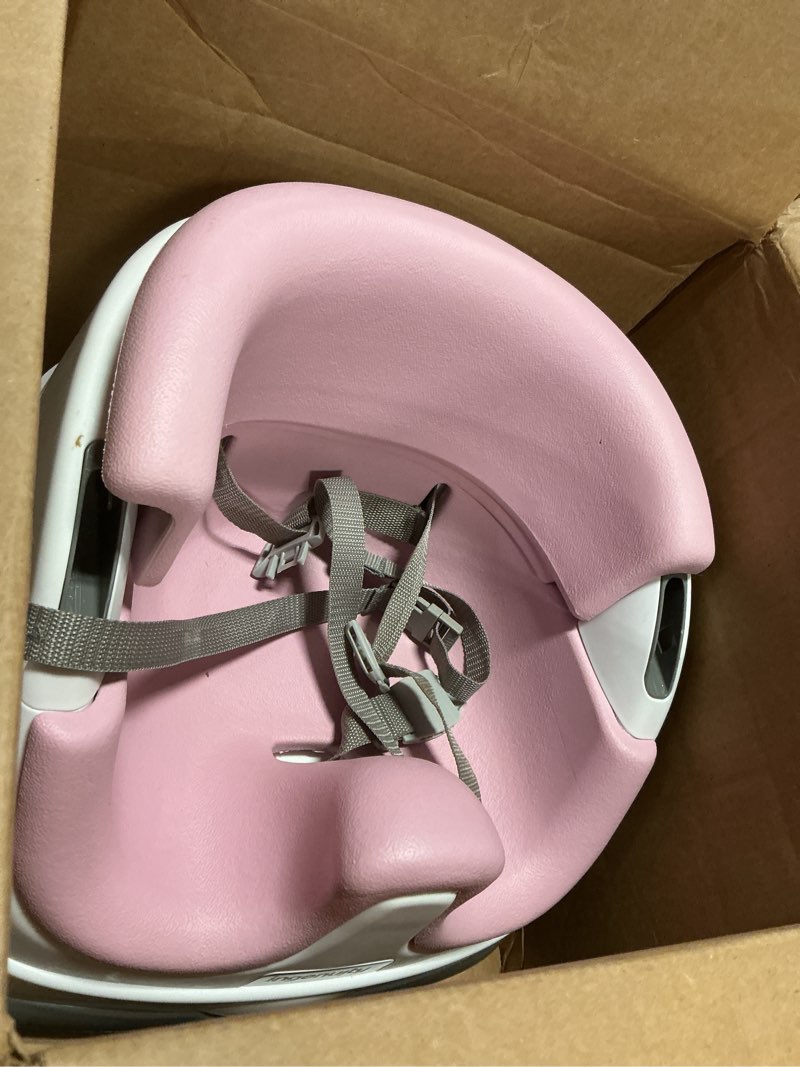 Condition photo showing As Is for ingenuity baby base 2-in-1 booster feeding and floor seat with self-storing tray - peony