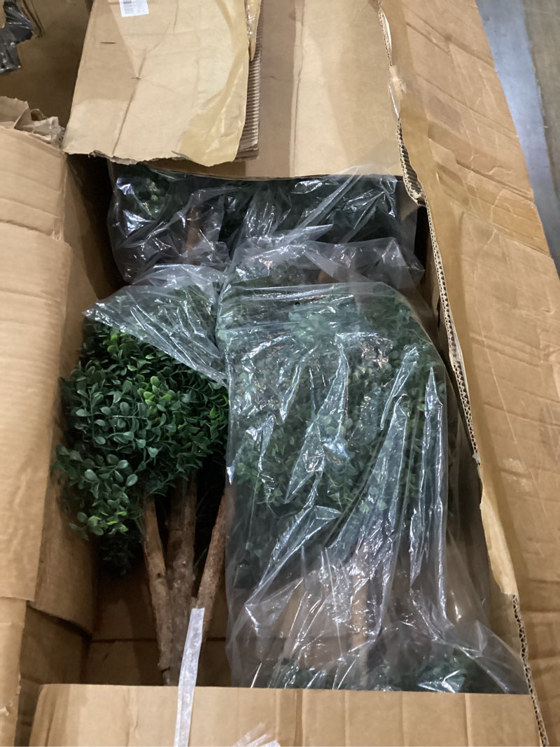 two 66 inch artificial boxwood triple ball topiary trees potted uv rated 5 and a half foot tall