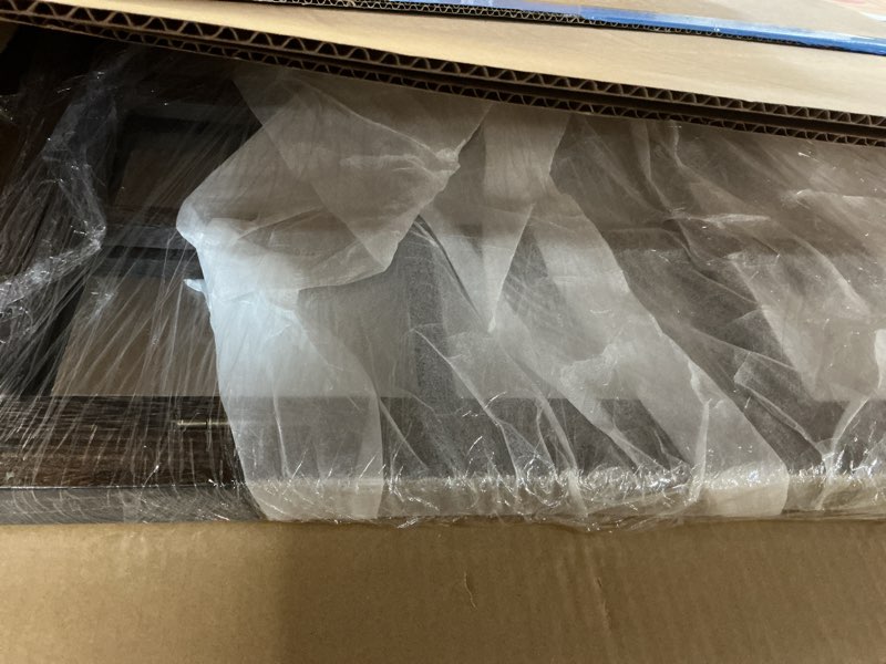 Condition photo showing Good Condition for LAWADA Arched Wall Mirror with Wood Window Frame, 38x26 Vintage Rustic Arch Farmhouse Mirror for Wall, Living Room, Bedroom, Entryway(Brown) Brown 38"L x 26"W