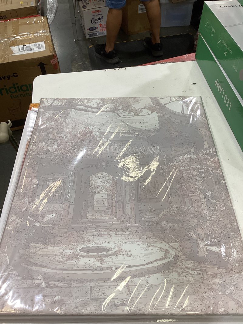 Condition photo showing New/Like New for patio paint by numbers kit for adults - diy traditional chinese courtyard with blossoms painting on canvas 16x20in, framed acrylic paint set, suitable for beginners, zen art for home decoration fm05081-16x20in framed