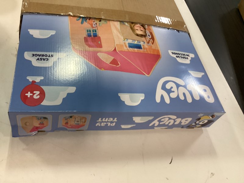 Condition photo showing New/Like New for Pop N Fun Bluey Pop-Up Tent, Multicolor Easy Storage Pop Up Play Tent with Roll-Up Door & Peep Window, Indoor/Outdoor Toddler Playhouse for Ages 2+