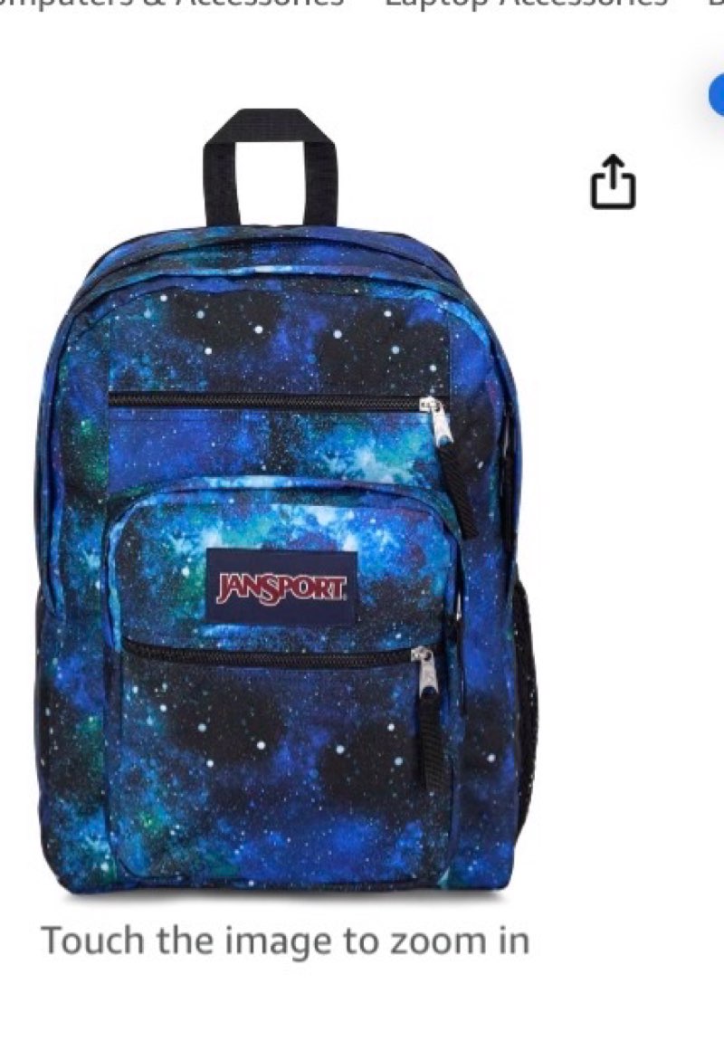 jansport laptop backpack - computer bag with 2 compartments, ergonomic shoulder straps, 15” laptop sleeve, haul handle - cyberspace galaxy