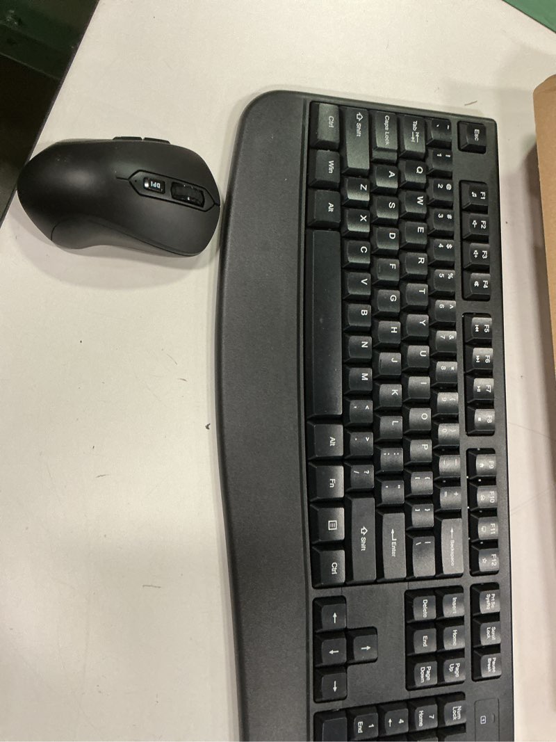 Condition photo showing Good Condition for Wireless Keyboard and Mouse Combo, Full-Sized 2.4GHz Wireless Keyboard with Comfortable Palm Rest and Optical Wireless Mouse for Windows, Mac OS PC/Desktops/Computer/Laptops (Black)