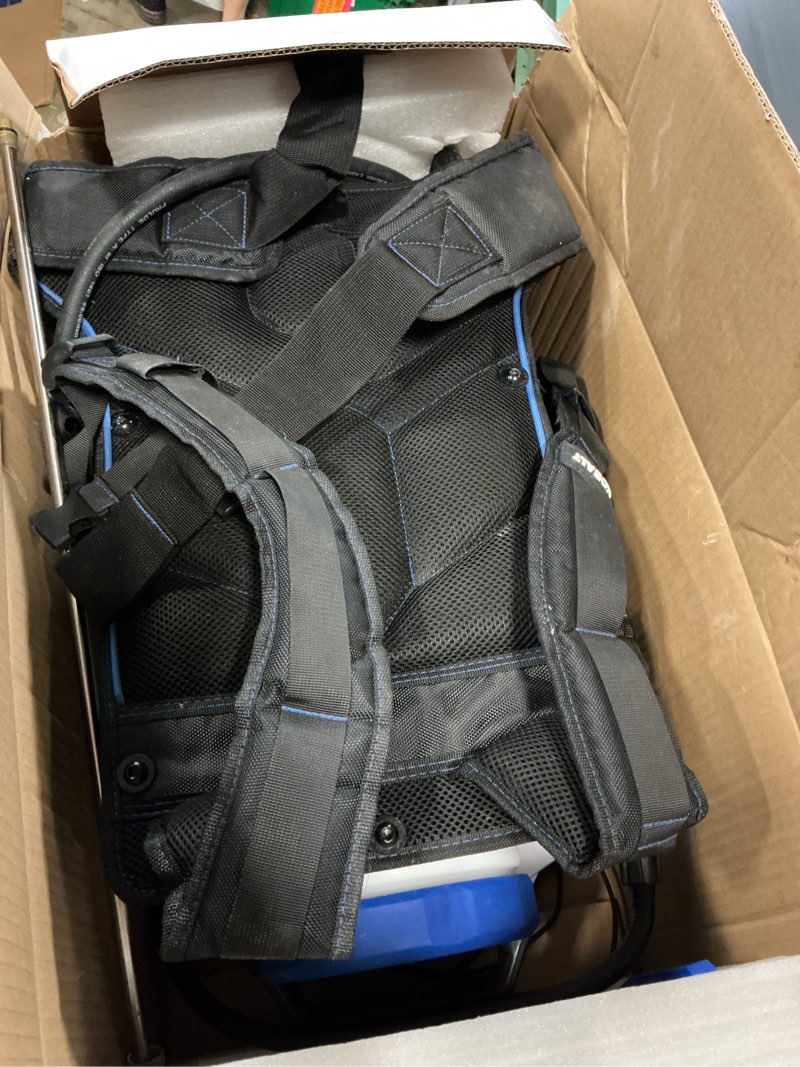 Condition photo showing As Is for kobalt 4-gallon 40-volt battery operated plastic backpack sprayer battery and charger included