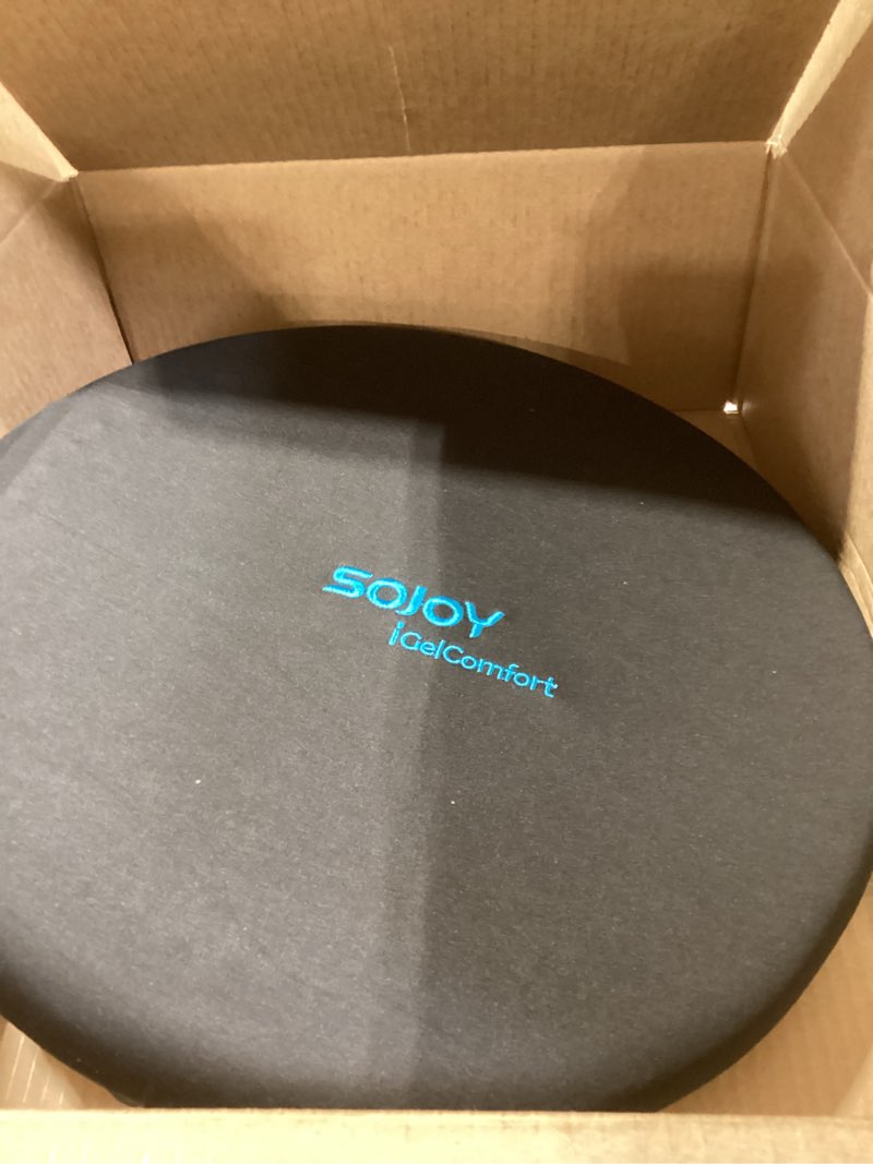 Condition photo showing Good Condition for sojoy igelcomfort deluxe gel swivel seat cushion with supportive memory foam 360 degrees rotating seat cushion for home,stool chair,office, 15.5 inches in diameter black 15.5 x 15.5 x 2.5 inches