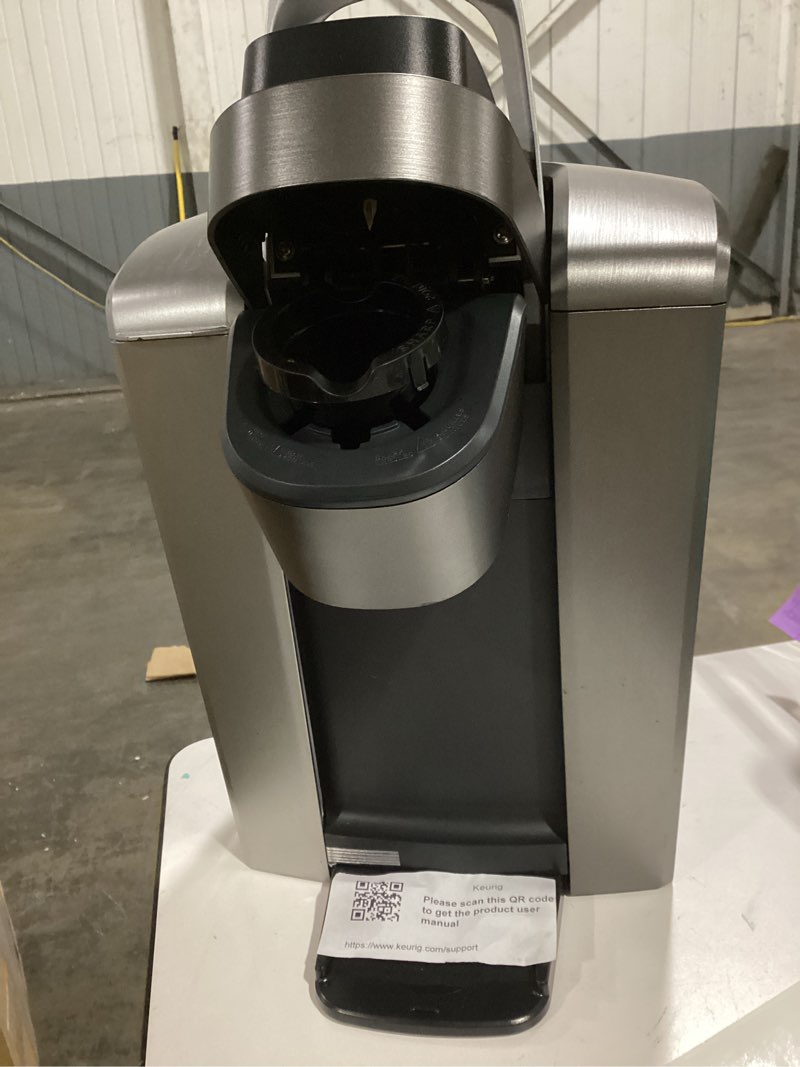 Condition photo showing As Is for Keurig K-Elite Single Serve K-Cup Pod Coffee Maker, with Strength and Temperature Control, Iced Coffee Capability, 8 to 12oz Brew Size, Programmable, Brushed Silver