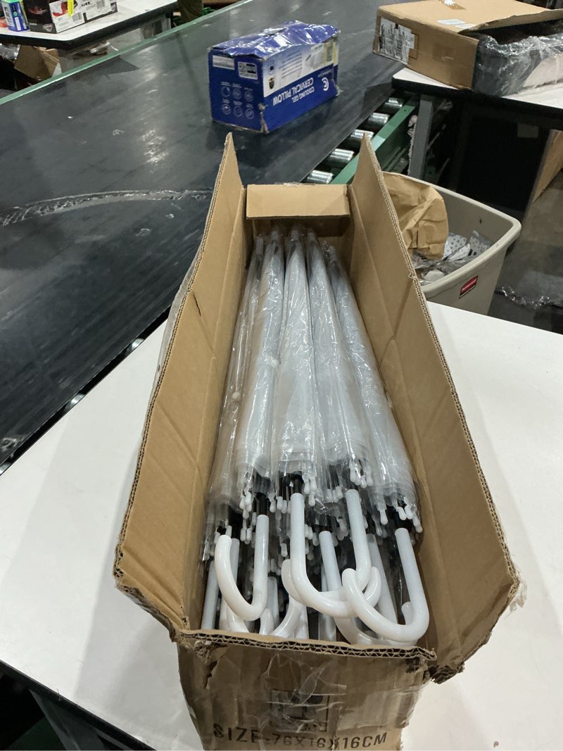 Condition photo showing New/Like New for saintrygo 20 pack clear umbrellas bulk,windproof waterproof stick wedding umbrellas with j hook handle for outdoor events