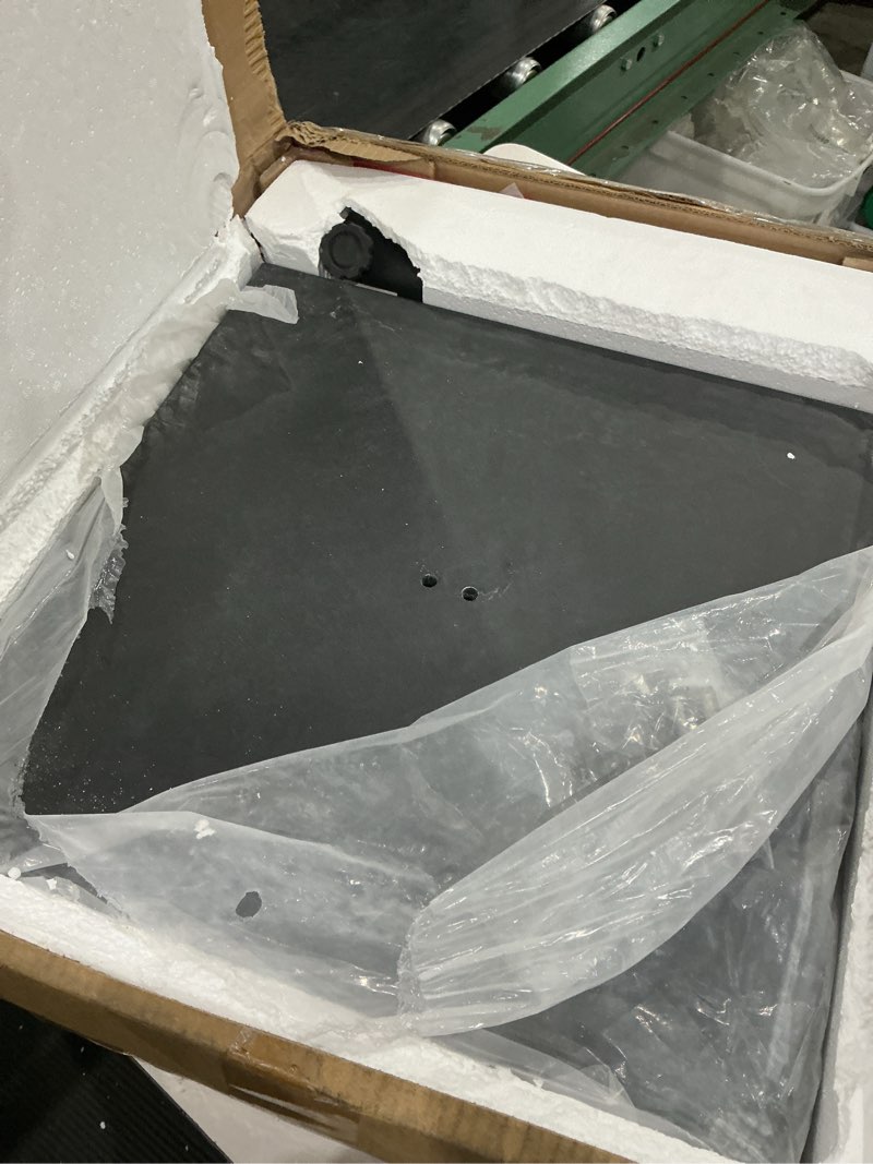 Condition photo showing As Is for pellebant 60 lb. square concrete free-standing patio umbrella base in black for table and market umbrellas.