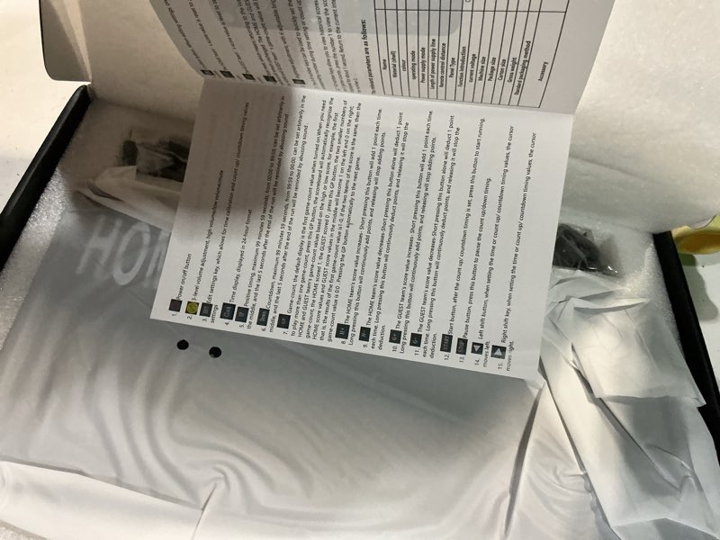 Condition photo showing New/Like New for scoreboard electronic digital score keeper with remote basketball scoreboard sports score ticker with timer 24h real time for football/cornhole hole/ping pong/table tennis dart indoor&outdoor games black