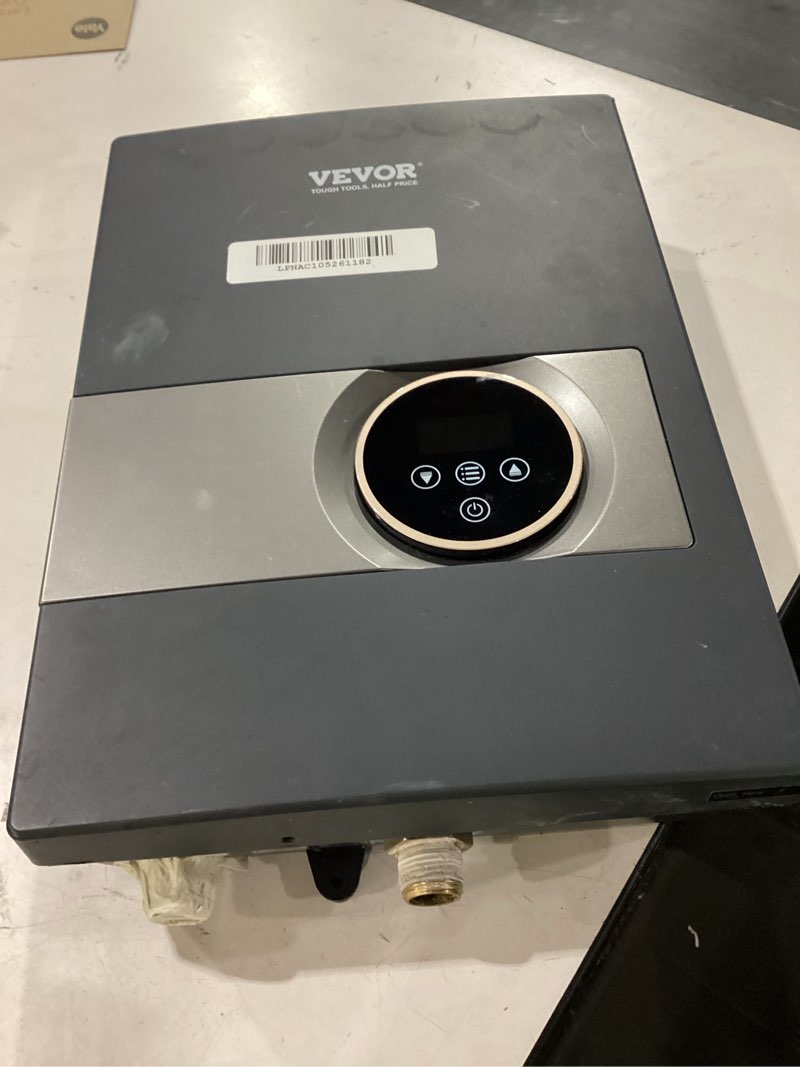 Condition photo showing As Is for *looks used*vevor electric tankless water heater, 8kw instant hot water heater, digital temperature display & easy installation & 24-hour water supply, for kitchen bathroom shower mall salon