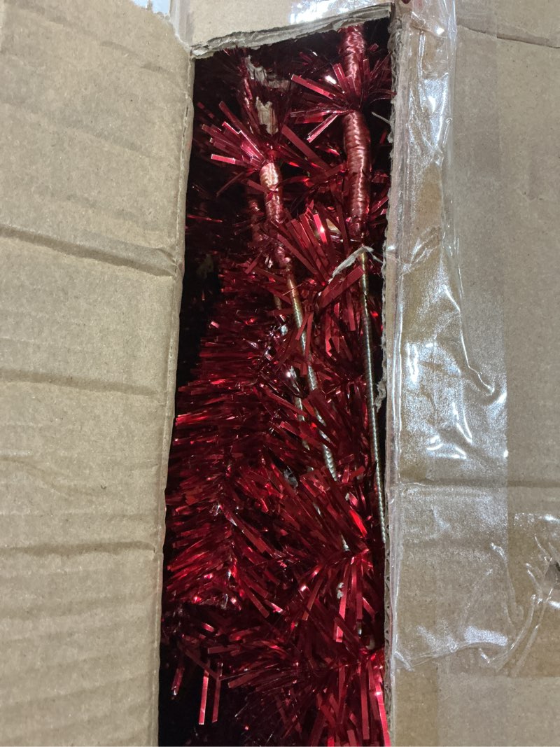 Red Christmas Tree, 6ft Artificial Tinsel Christmas Tree for Home Decorations?550 Branch Tips Premiu