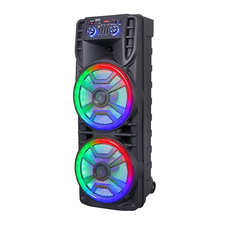 QFX PBX-1213 Dual 12" Rechargeable Party Speaker +TWS-BT/USB/SD/FM/RGB LED +Mic
