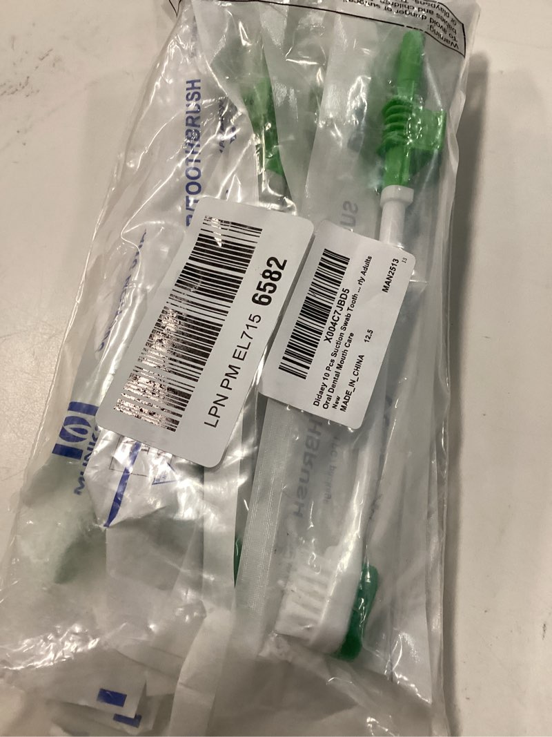 Condition photo showing Good Condition for 20 Pcs Suction Swab Toothbrush Care Disposable Oral Swab Suction Toothbrush for Machine Sponge Individually Wrapped for Elderly Adults Oral Dental Mouth Care (Green) Green 20