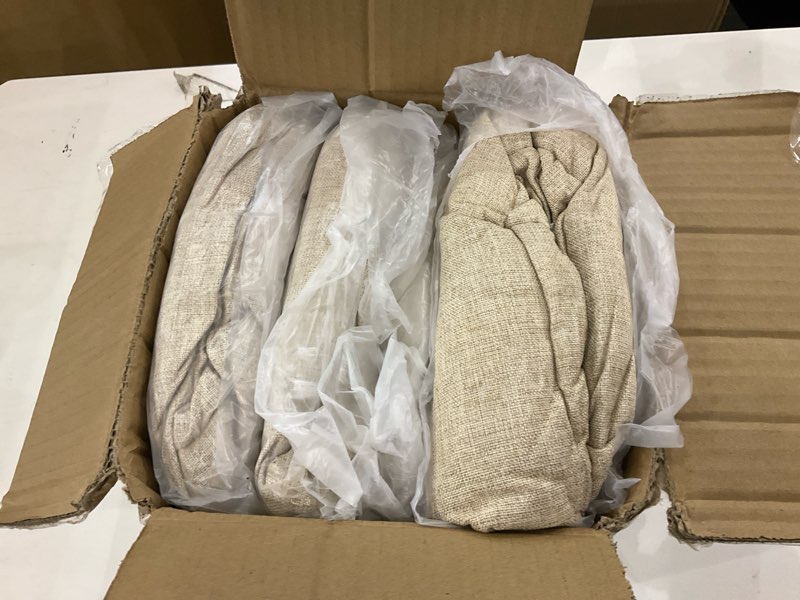 Condition photo showing New/Like New for Rectangular Stool Cushion Set of 4, Soft Saddle Stool Cushions with Ties, Nonslip and Washable, Beige, 18 x 10.5 x 4 Inch Pack of 4 Beige