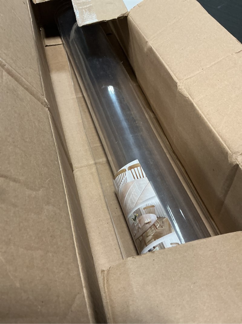 Condition photo showing Good Condition for clear table protector 25 x 48 inch, 1.5mm thick plastic table cover, waterproof pvc clear table cover protector, desk protector mat, writing desk pad for desktop, coffee & dining room table 25" x 48" (rectangular) crystal clear