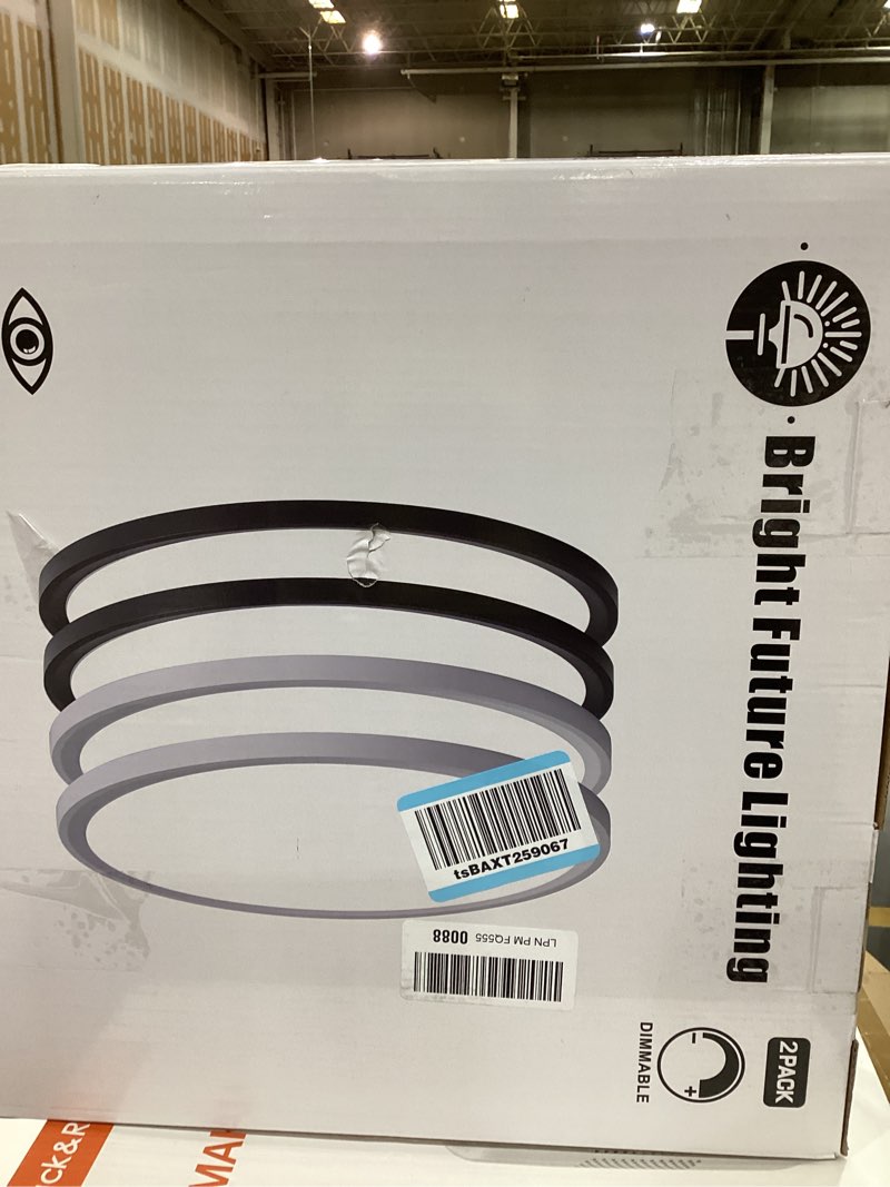 Condition photo showing New/Like New for 2Pack 16 Inch Dimmable LED Flush Mount Ceiling Light Panel,32W 3480LM,3000K/4000K/6000K CCT Selectable,Ultra Thin Round Black Ceiling Light Fixture for Hallway Kitchen Bedroom Home Office Bathroom Dimmable-16IN-2PACK White