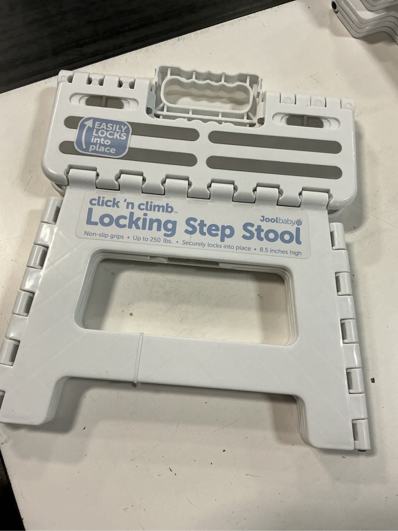 Condition photo showing New/Like New for 2 pack jool baby click 'n climb locking step stool, non-slip, carry handle - white