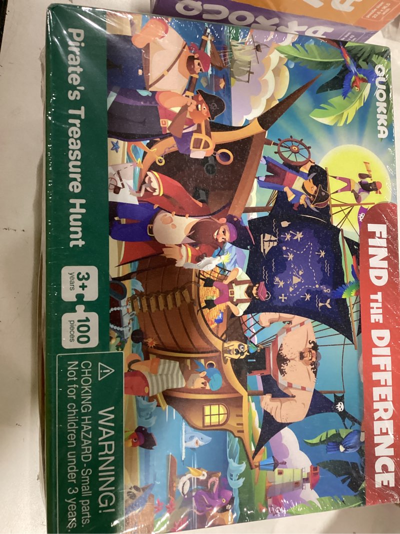 QUOKKA 100 Piece Puzzles for Kids Ages 4-6 – 3 Floor Puzzles for Toddlers 3-5 – Toy for Learning Pir