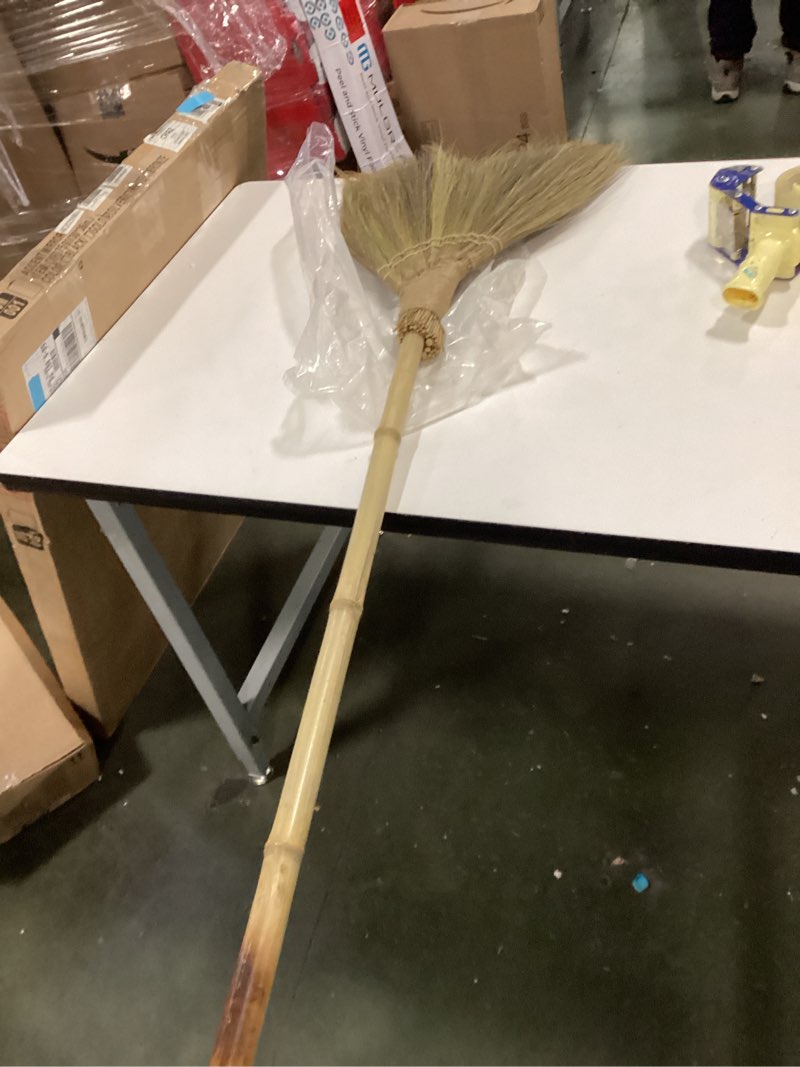 Condition photo showing Good Condition for Vietnamese Natural Soft Broom - Broom Grass Handmade Broom Witch Broom Bamboo 57.08 inch Length, 19.69 inch Width Asian