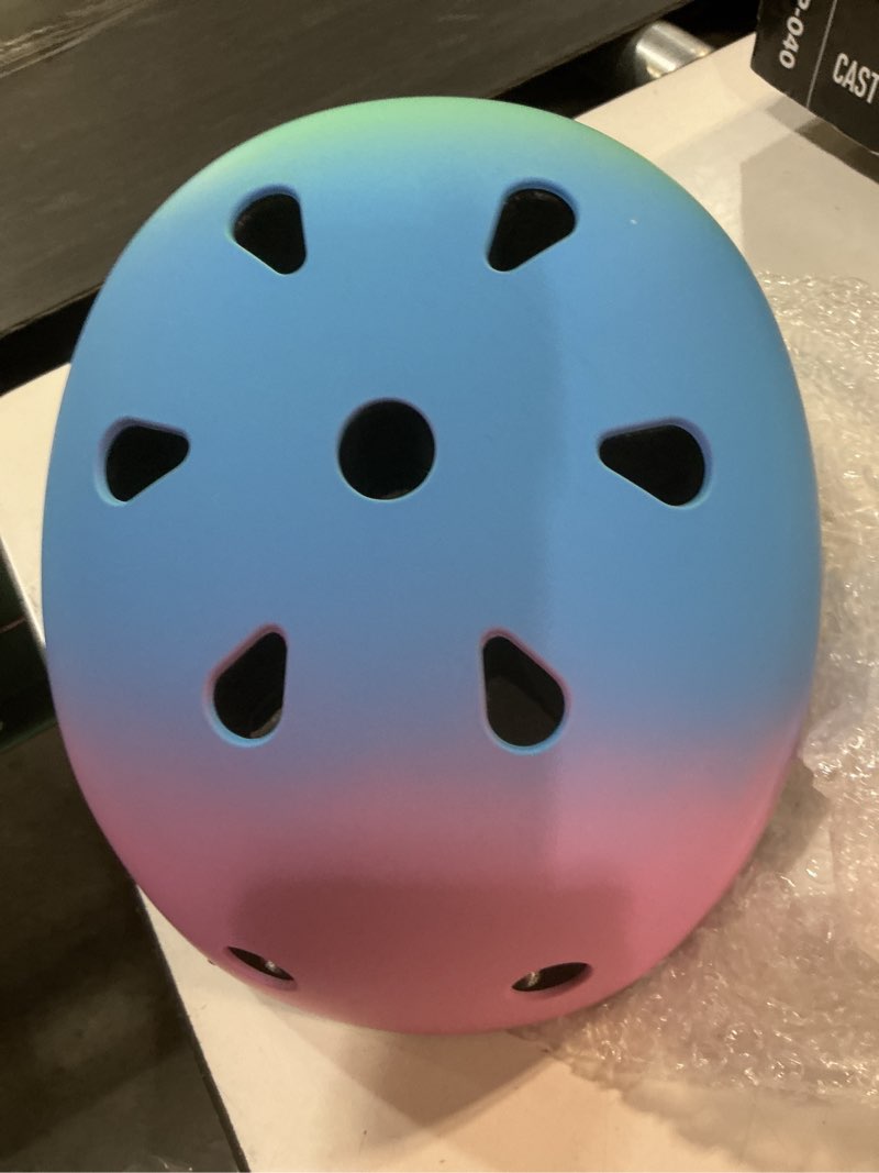 Condition photo showing Good Condition for adjustable color gradient toddler kids bike helmet for 3-5-8-14+ages girls boys.skateboard bicycle toddler helmet 2-4 years for multi-sports cycling scooter inline roller skates rollerblading gradient-a medium