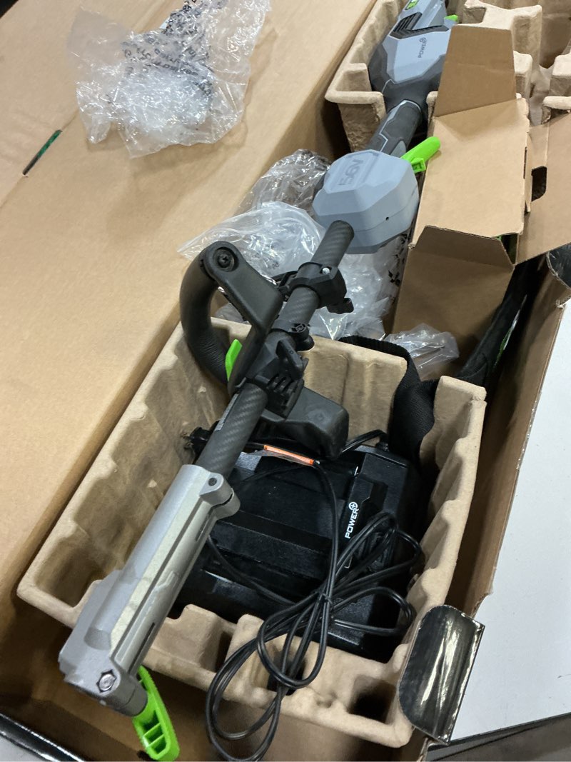 Condition photo showing As Is for (incomplete, missing pcs)ego power+ multi-head system with line iq, powerload 56-volt 17-in straight shaft attachment capable battery string trimmer 5 ah (battery included) (charger included)