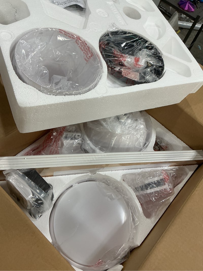 Condition photo showing Good Condition for 52 Inch White Flush Mount Ceiling Fan with Light, 3CCT Dimmable LED, 6-Speed Remote Control, Reversible Motor,Quiet Low Profile Energy-Efficient for Bedroom & Living Room,ETL Listed White 52 inch