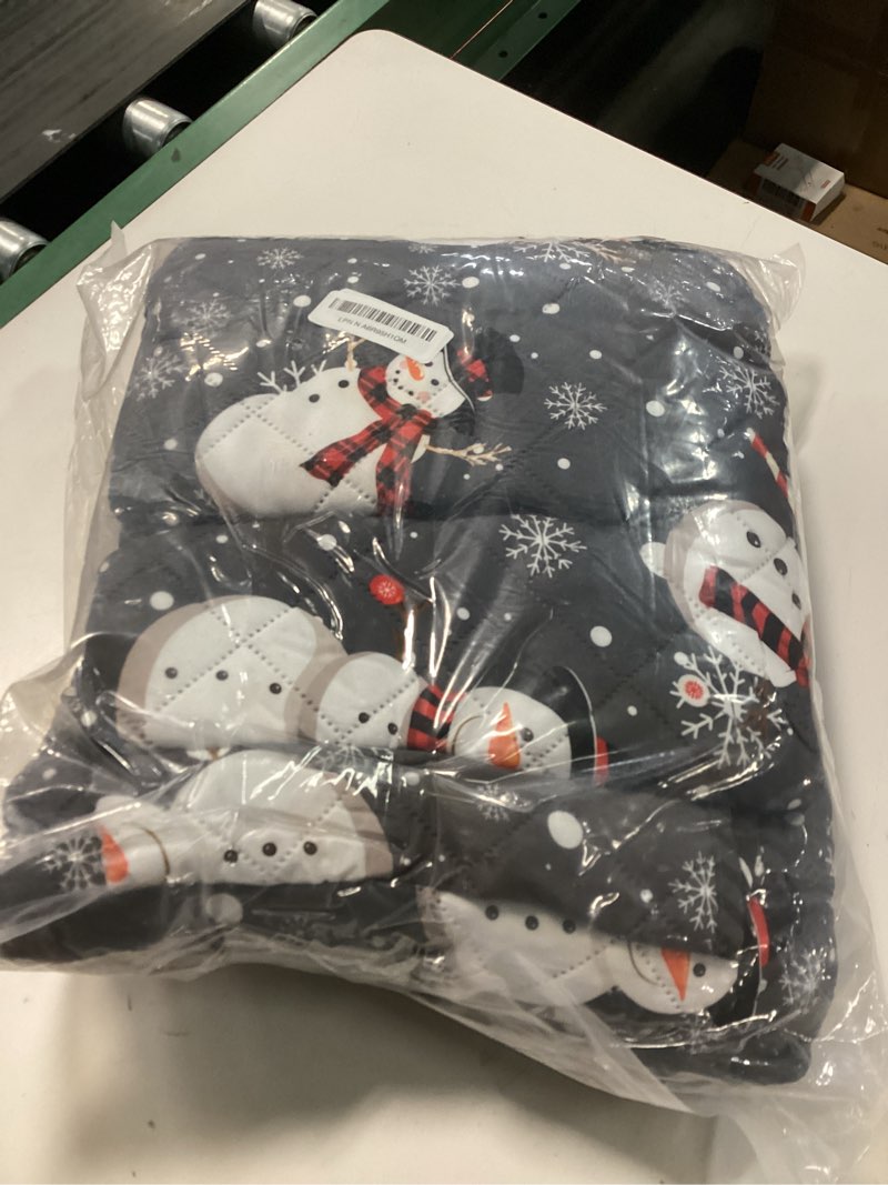 Condition photo showing Good Condition for Invoibler Christmas Quilt Set King Size 3 Piece Snowman Snowflake Bedding Set Reversible Winter Snow Grey Plaid Holiday Quilt Xmas Bedspread Coverlet (1 Quilt, 2 Pillow Shams) Snowman King(96"x106")