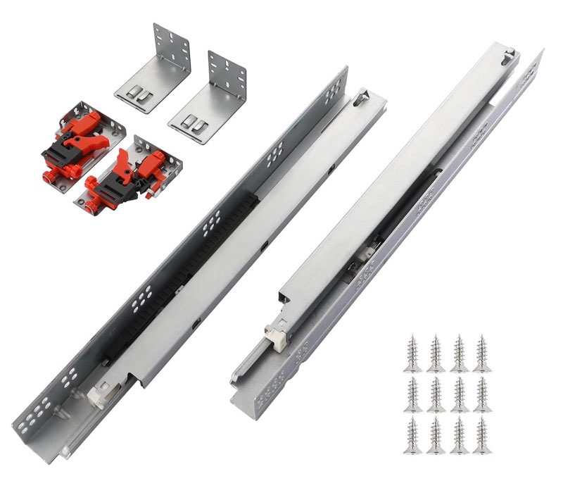 6 Pairs of 21 Inch Undermount Soft Close Drawer Slides Full Extension Concealed Drawer Rails with Mounting Screws,3D Locking Device and Brackets