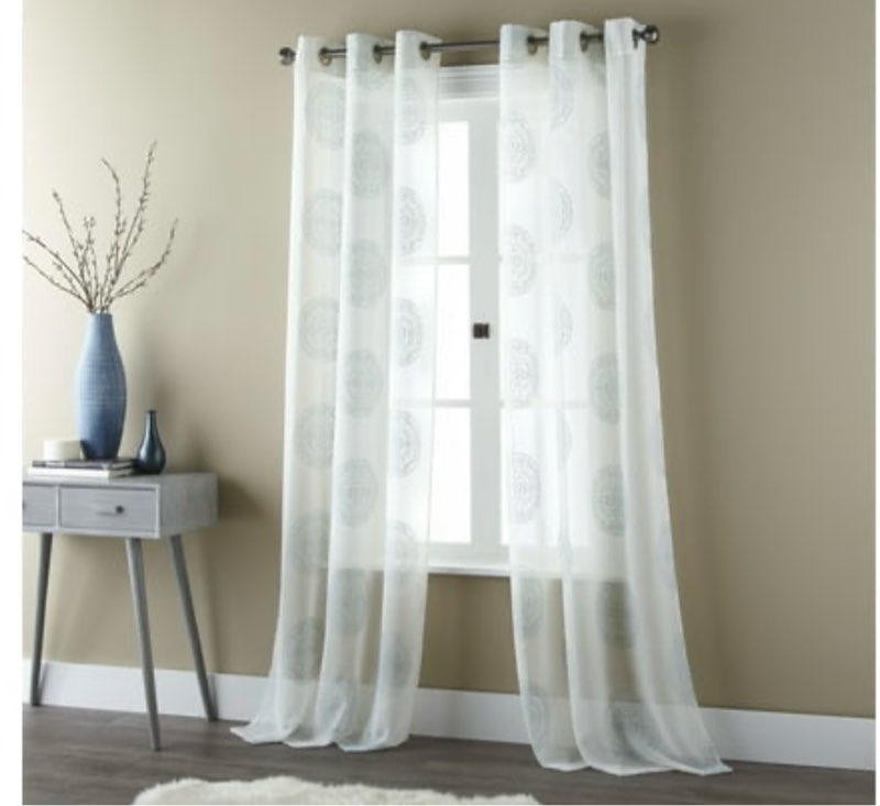 Nanshing Mya Window Sheer Curtain Panels Set of Two with Grommet Top  Light Mineral Blue  37 x 84