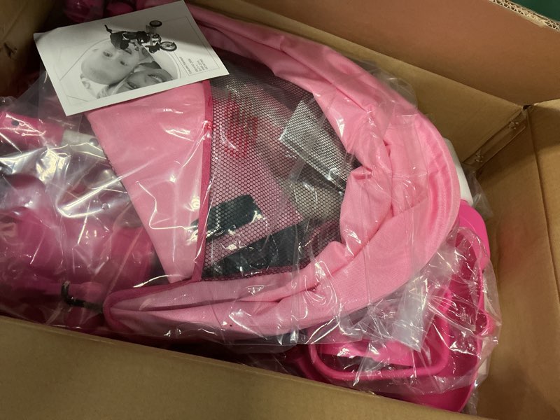 Condition photo showing Good Condition for jmmd 7 in 1 tricycle stroller with push handle, baby trike with 360° swivel seat, reclining backrest, all-terrain wheels, dual brakes, canopy & storage, gift for kids 18 months to 5 years, pink