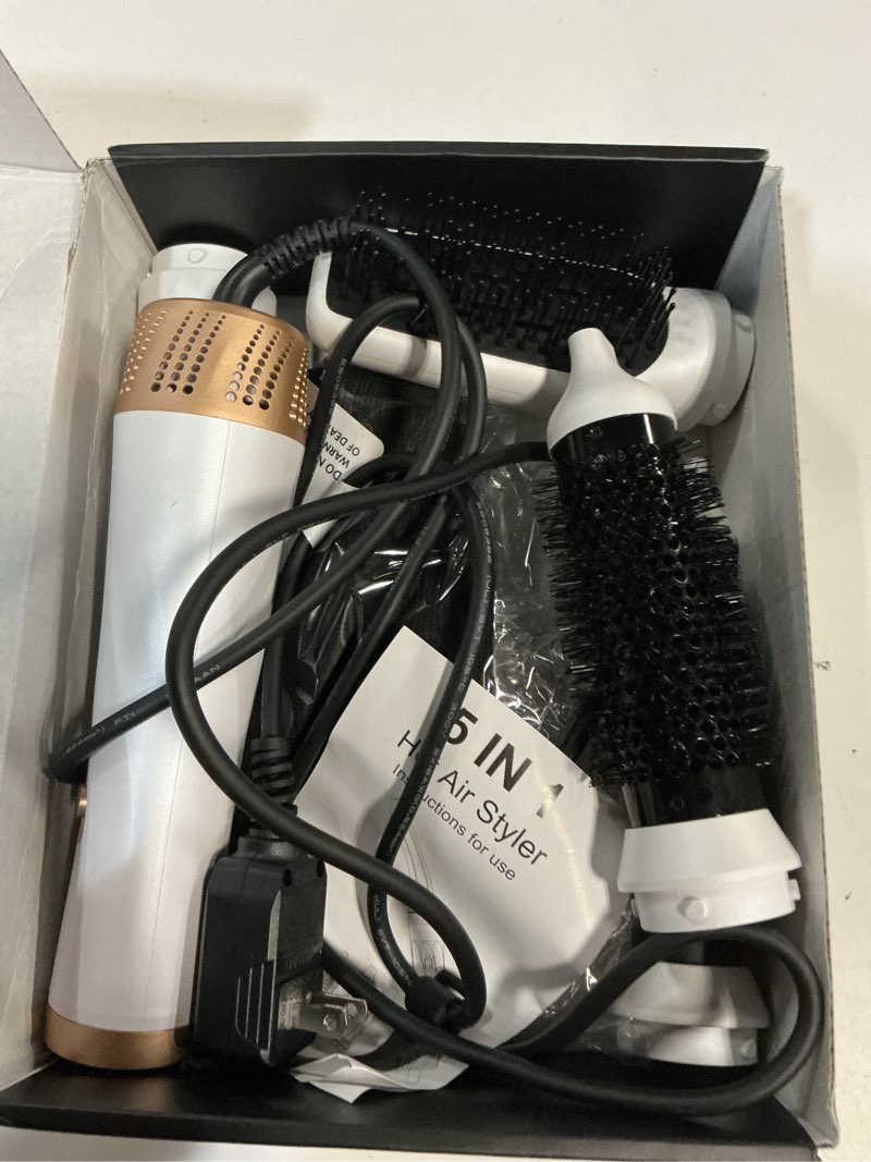 Condition photo showing As Is for 5 in 1 Hair Dryer Brush Set, Blow Dryer Brush with Air Style Wrap Hair Styler, Negative Ionic Magic Style Set, Detachable Air Curler for Volumizer,Straightener,Drying