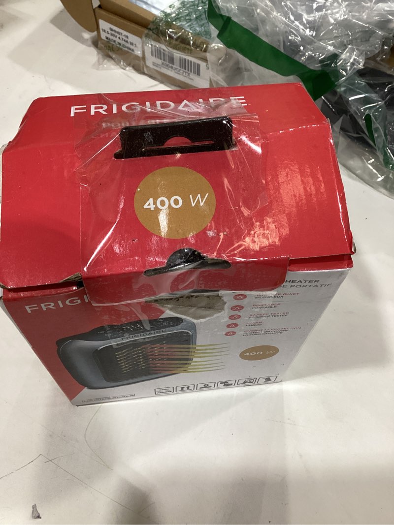 Condition photo showing As Is for Ontel Handy Heater Turbo Wall Outlet Plug In Heater – Portable Indoor Ceramic Space Heater w/Adjustable Thermostat, 12-Hour Timer, Auto Shut Off, Quiet – Plug In Wall for Office, Bedroom, Camping Turbo Heat