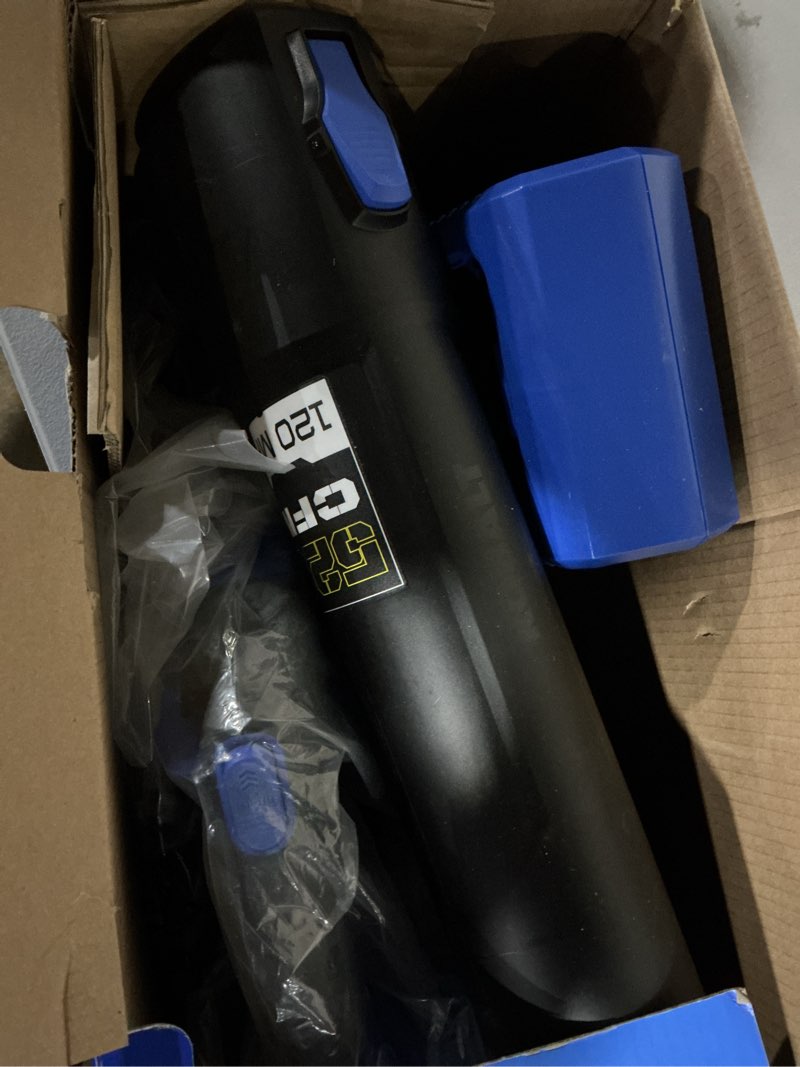 Condition photo showing As Is for kobalt gen4 40-volt 520-cfm 120-mph battery handheld leaf blower 4 ah (battery and charger included)