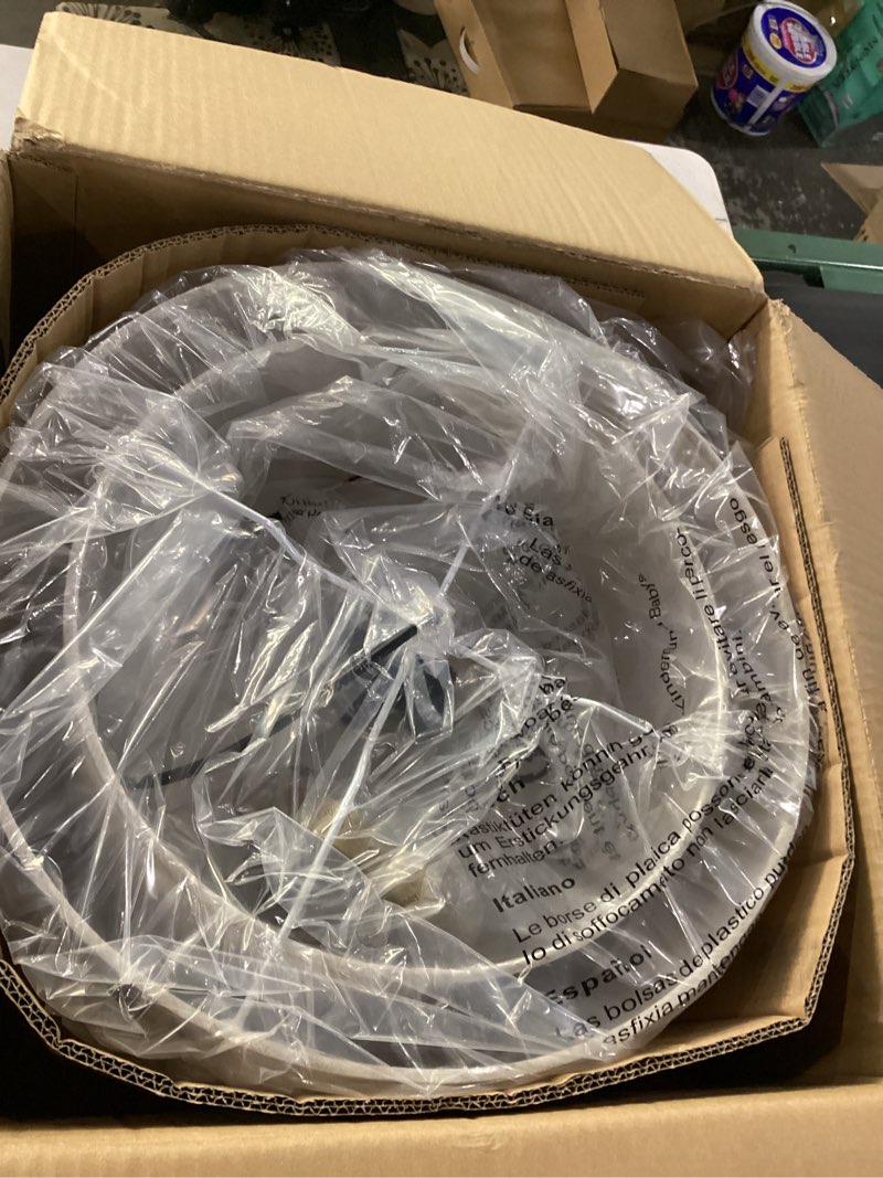 Condition photo showing New/Like New for 16" double drum gold 3-light semi flush mount ceiling light, classic fabric linen shade design for living room, bedroom, kitchen, dining room, hallway and entryway