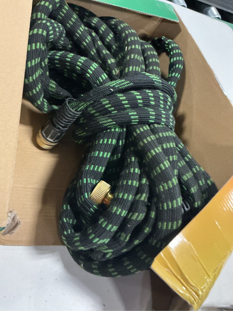 Condition photo showing Good Condition for flexi hose with 8 function nozzle, 100ft - lightweight expandable garden hose, no-kink flexibility, 3/4 inch solid brass fittings and double latex core - black and green