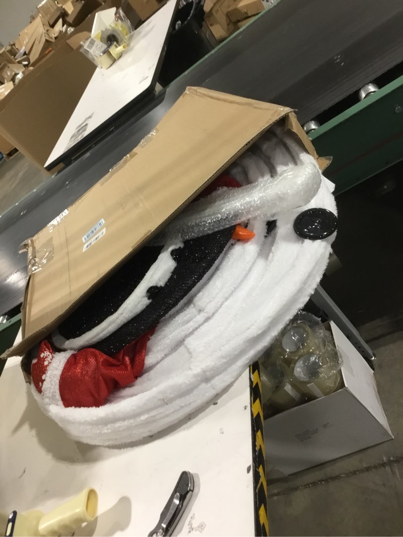 Condition photo showing As Is for 6FT Snowman Outdoor Christmas Decorations with 190 LED Lights?Lighted Snowman with Top Hat + Vest + Glove for Xmas Indoor and Outdoor Lawn Garden Yard Holiday Decor