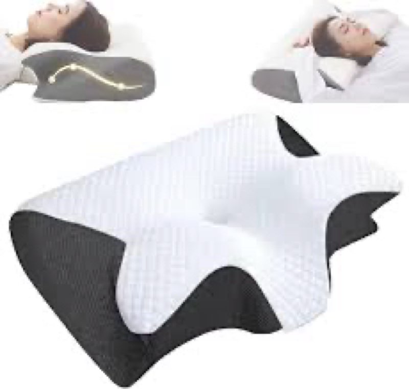 neckhaven pillow, cervical neck pillow, dreamers relief pillow for pain relief & sleeping, ergonomic contour for side sleepers, necks and shoulder support black