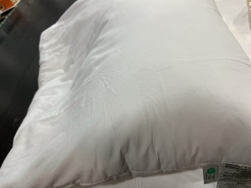 Condition photo showing As Is for puredown® Euro Pillow Inserts 24 x 24 (Pack of 2, White), Feather Down Pillow Stuffer, White Throw Pillows for Bed, Couch, and Cushion 24x24 Inch 2