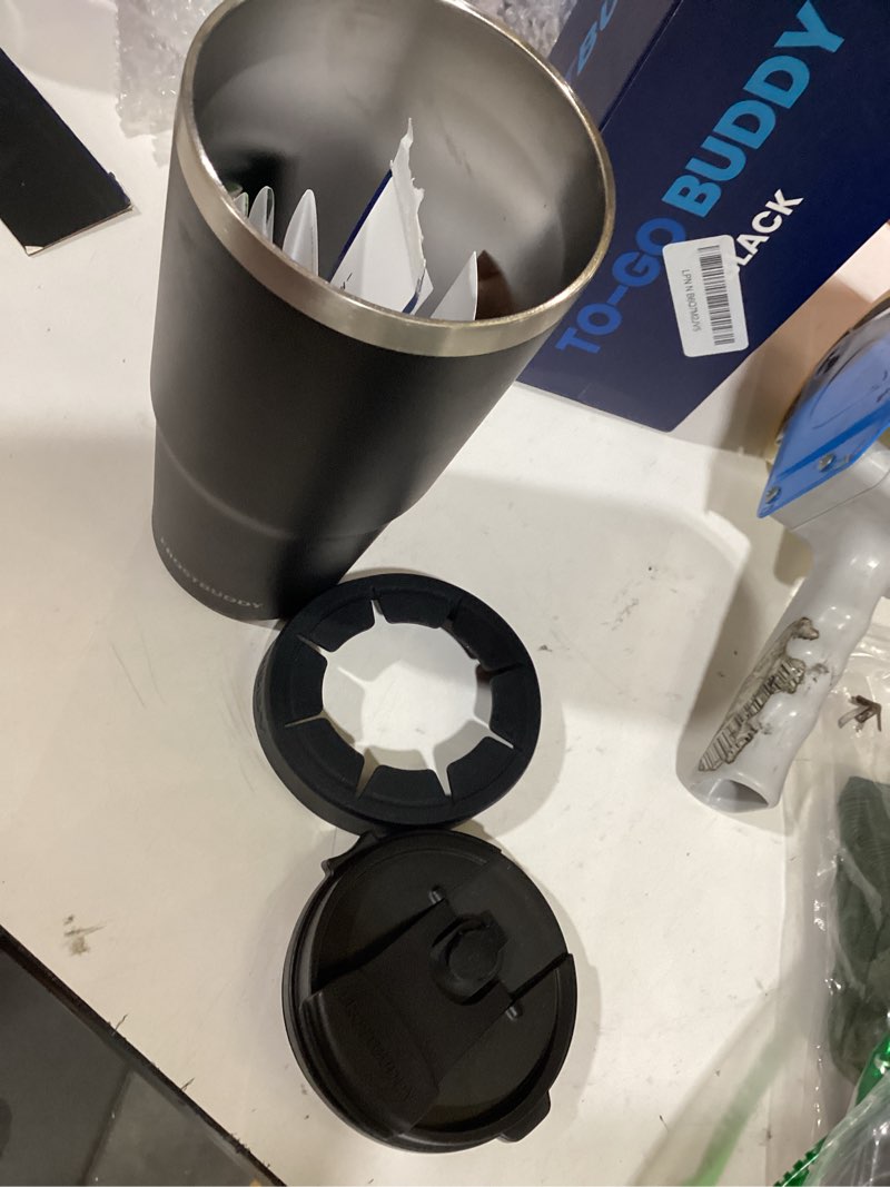 Condition photo showing Good Condition for frost buddy togo buddy | 30 oz stainless steel vacuum insulated tumbler | to go coffee cup – iced coffee cups, iced coffee sleeve, travel mug, thermal cup for hot & cold drinks, dunkin cup (black) | vacuum insulated, thermal mug, hot and cold drinks, dunkin cup