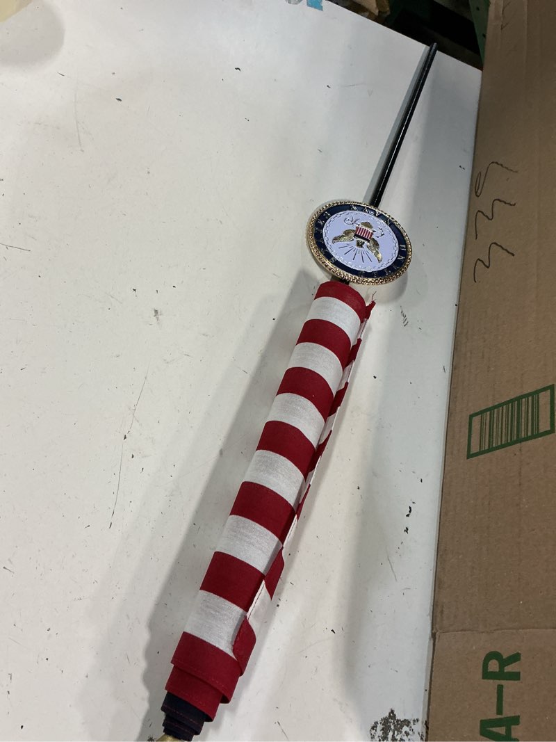 Condition photo showing As Is for us navy veteran grave marker with american flag - 30" tall cemetery graveside memorial with officially licensed military seal - by allied flag