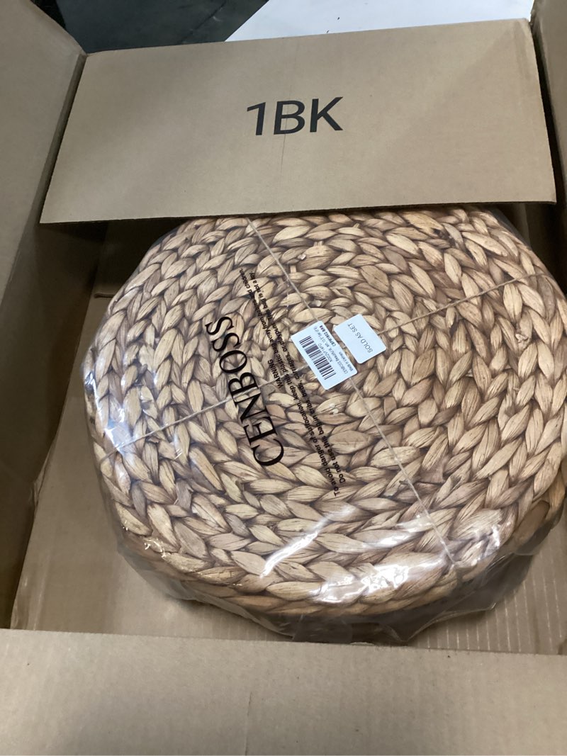 Condition photo showing New/Like New for CENBOSS Woven Placemats (13.5" Set of 8, Brown Wash) Round Placemat, Wicker Place mats, Rattan Place mat, Plate Chargers 13.5 inch 8