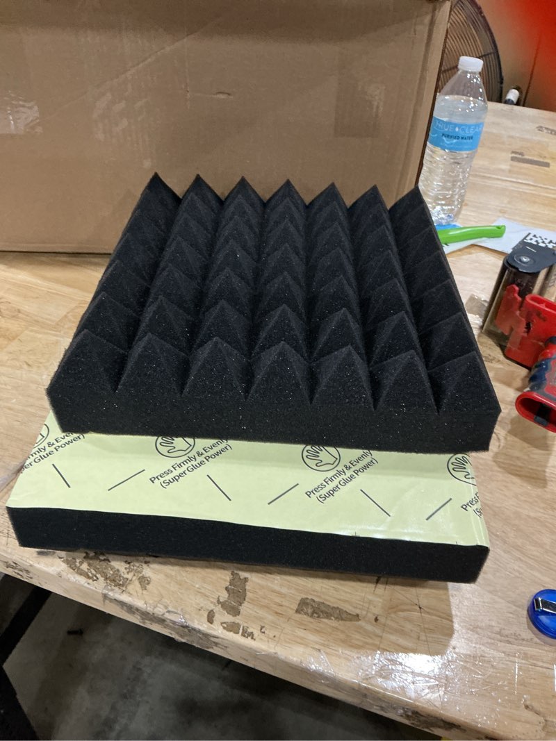 Condition photo showing New/Like New for pyramid designed acoustic foam panels, sound proof foam panels black, high density and fire resistant acoustic panels, sound panels, studio foam for wall and ceiling 2\"-10 pack pyramid (no adhesive) black