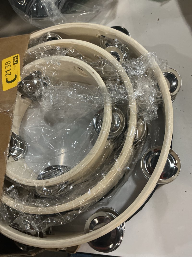 Condition photo showing New/Like New for 3 pcs trust wait pray tambourines for adults church christian dance tambourine double row jingle bible hand bell clap drum for church pray party percussion musical instrument