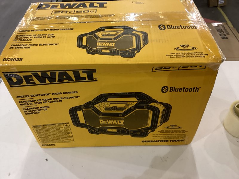 Condition photo showing New/Like New for Dewalt Bluetooth jobsite speaker/ radio 