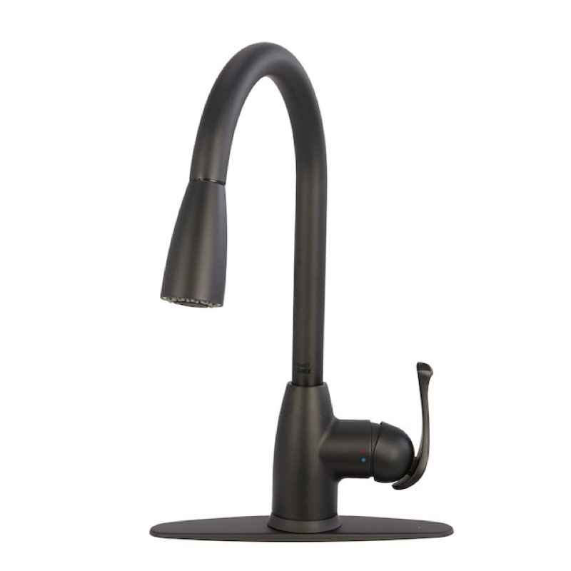 Project Source Tucker Matte Black Single Handle Pull-Down Kitchen Faucet 