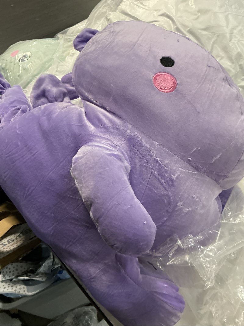 Condition photo showing Good Condition for sqeqe dinosaur stuffed animal, loving soft dino plush toys with holding heart for valentine day, sweet romantic anniversary birthday gift for her girls boys girlfriend(purple,20 inch) purple loving dinosaur large