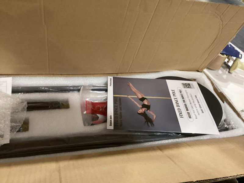 Condition photo showing Good Condition for prior fitness permanent fixed dance pole kit, professional 45mm spinning & static dancing pole heavy-duty steel pole dance for home, adjustable height excellent for home exercise studio club gym black