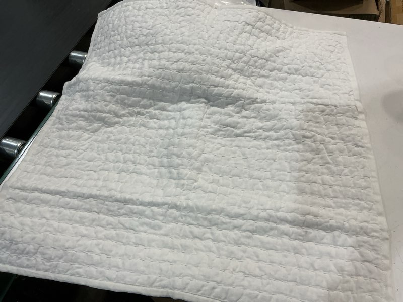 Condition photo showing Good Condition for quince european linen cotton stitch quilted euro sham white 4455(only cover ) 