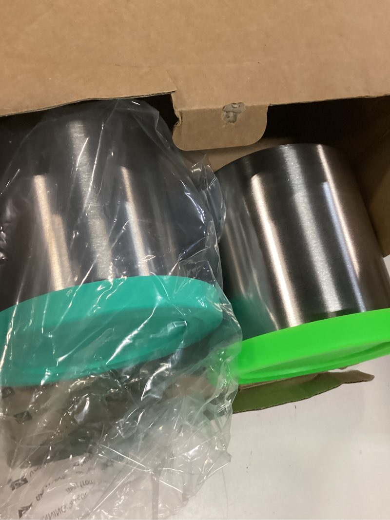 Condition photo showing New/Like New for stainless steels fit for ninja creami containers- 4 pack, 16oz cups, compatible with ninja nc301, nc300, nc299amz, fit for ninja creami stainless steel pint, silicone lids, nc301 creami containers
